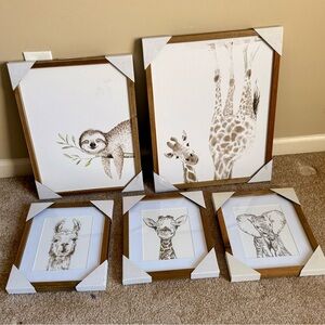 Hobby Lobby Animal Art Set with Brown Frames